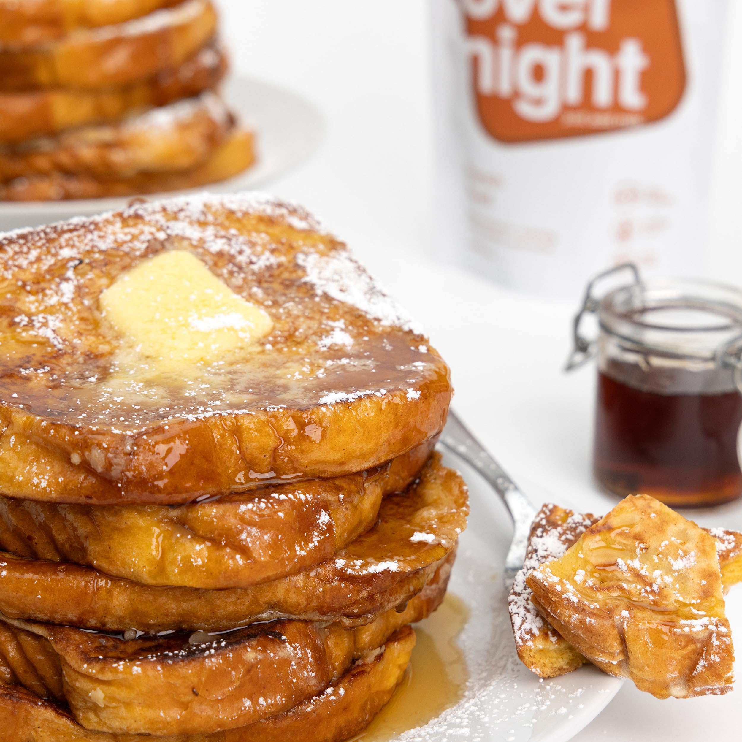 Oats Overnight French Toast ingredients close-up highlights oats, protein, and flavor.