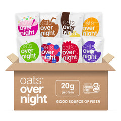Oats Overnight fruit variety pack front view for quick, high-protein breakfasts.