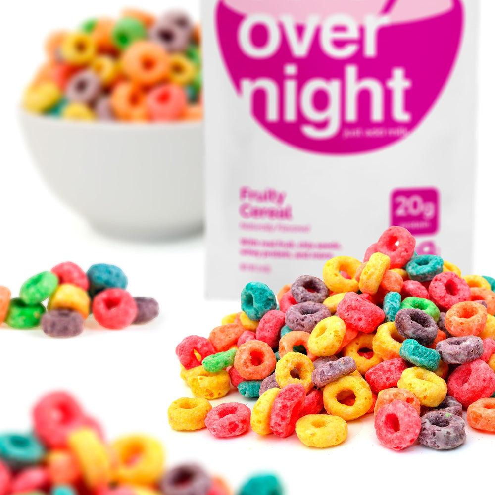 Protein-packed and fiber-rich Oats Overnight Fruity Cereal for fullness.