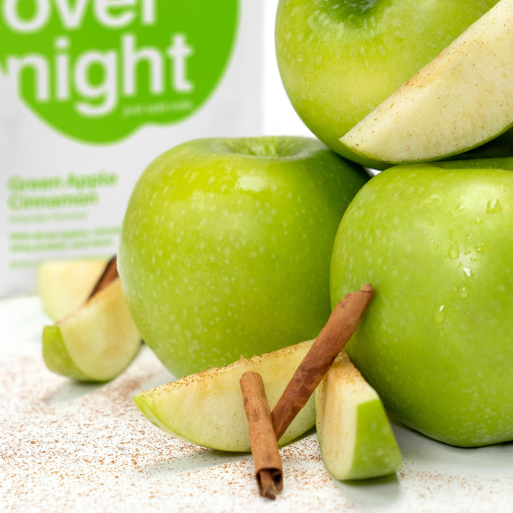 Oats Overnight Green Apple Cinnamon serving shows 20g protein for lasting energy.