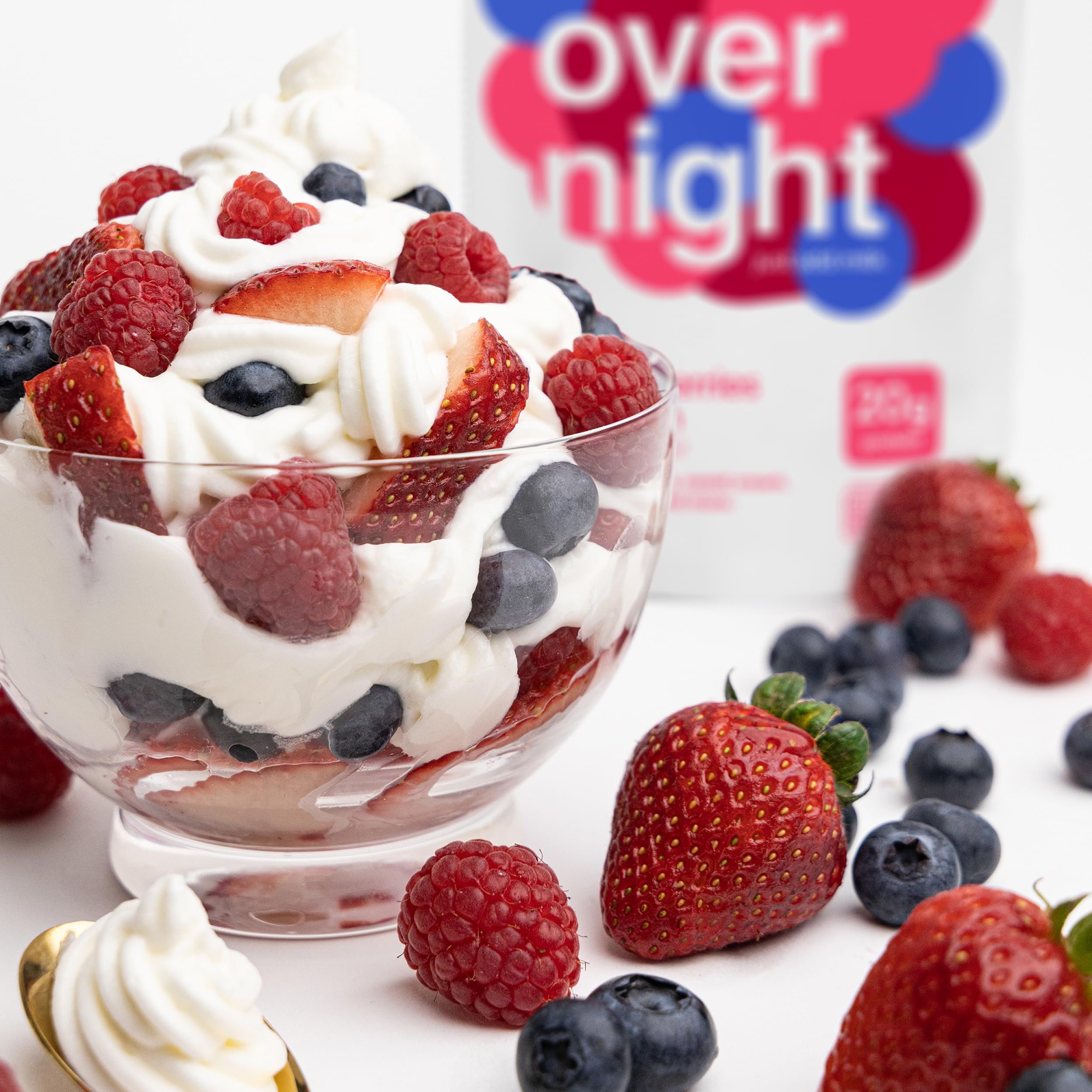 Oats Overnight Mixed Berries & Cream ingredients with oats and berries