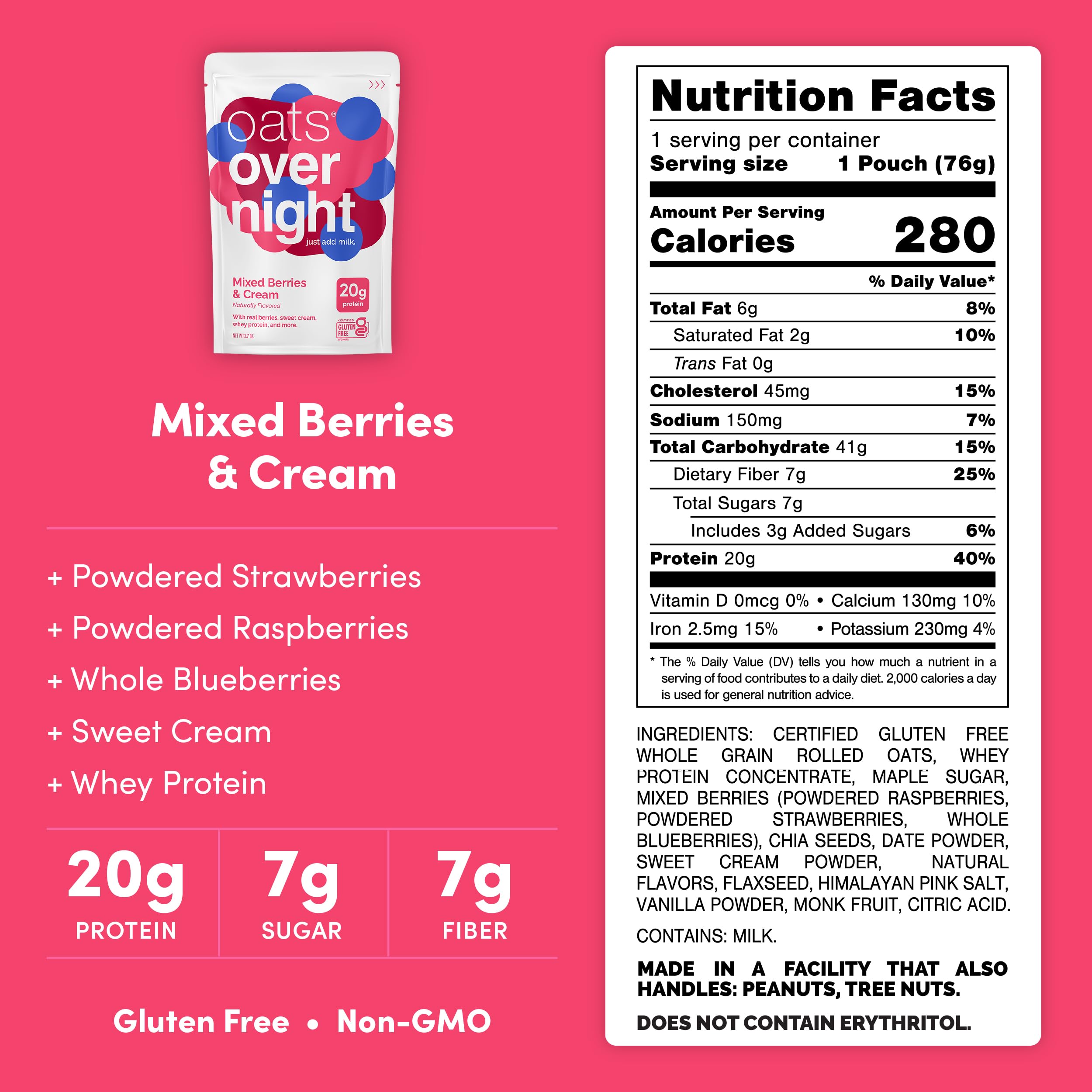Oats Overnight Mixed Berries & Cream shaker bottle scene for quick mornings