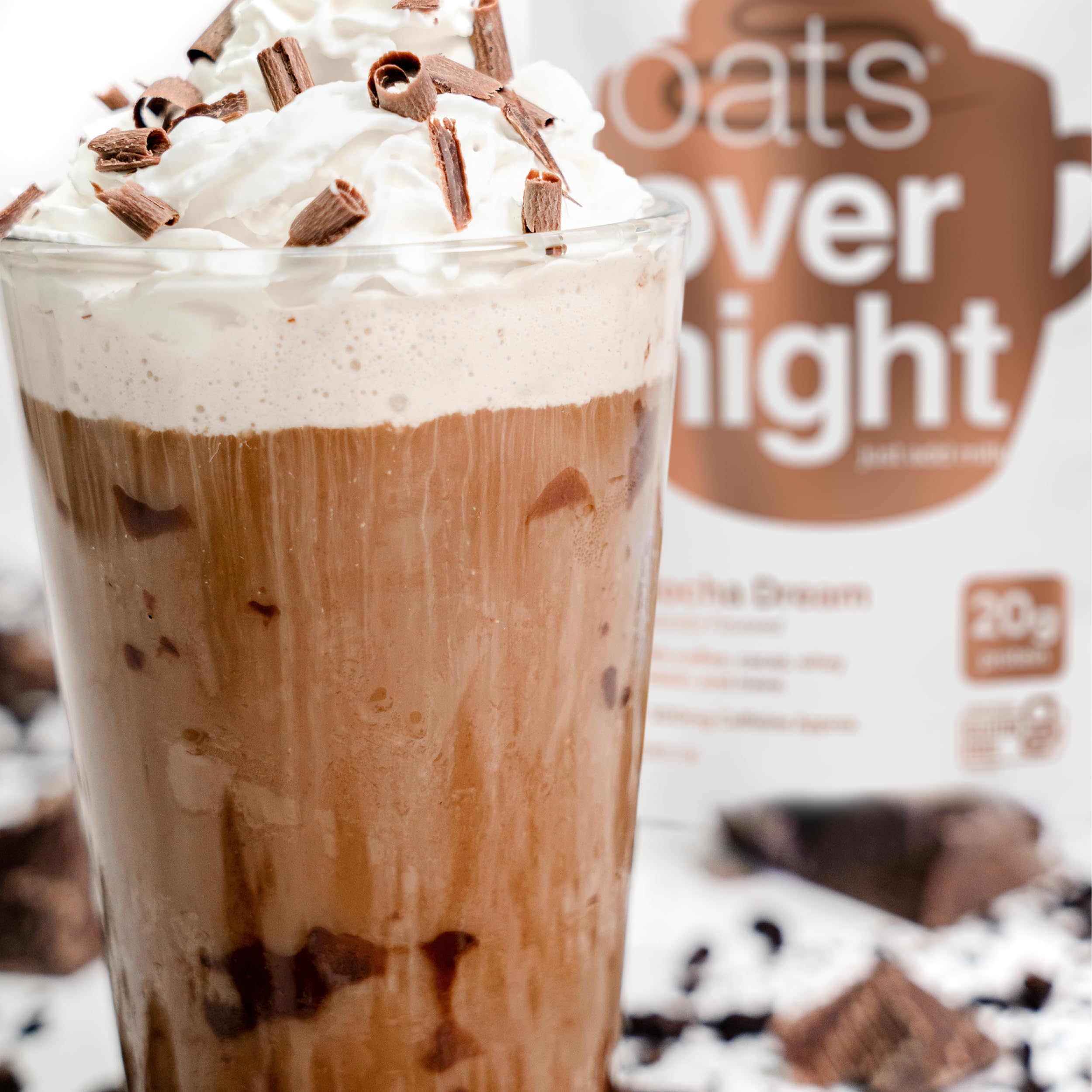Ingredients list includes coffee, cacao nibs, chia and flax seeds