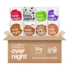 Oats Overnight Cookies and Cream packet ready for a high protein breakfast on busy mornings
