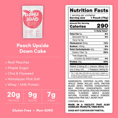 Oats Overnight Peach Upside Down Cake mixed with milk in a bottle for grab-and-go mornings.