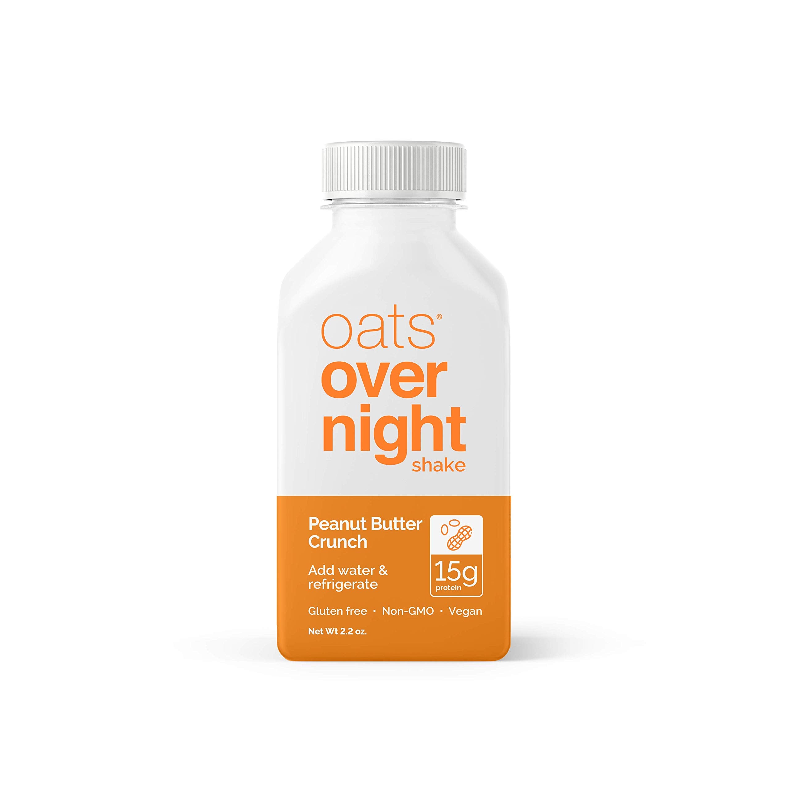 Oats Overnight Peanut Butter Crunch bottled shake texture highlights creamy oat milk