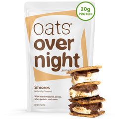 Oats Overnight Smores bottle pour shows grab-and-go breakfast convenience.