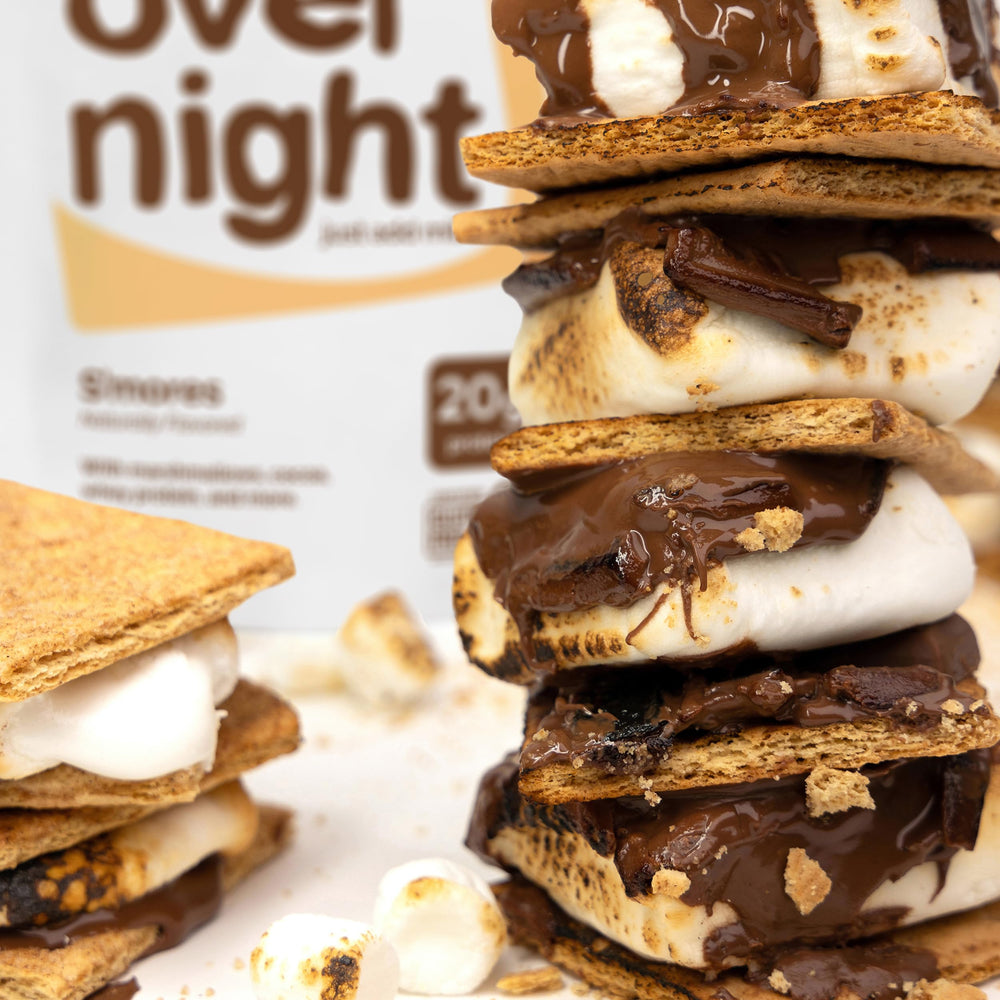Oats Overnight Smores gluten free badge indicates dietary option.