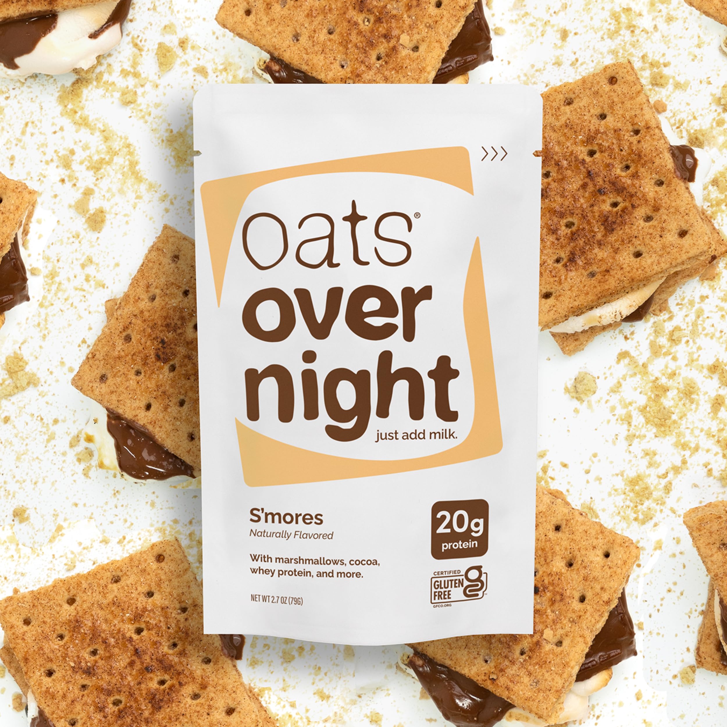 Oats Overnight Smores ready-to-eat serving demonstrates quick morning prep.