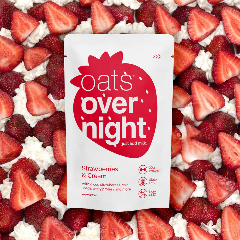 Oats Overnight Strawberries & Cream sliced strawberries emphasize fresh flavor in every serving.