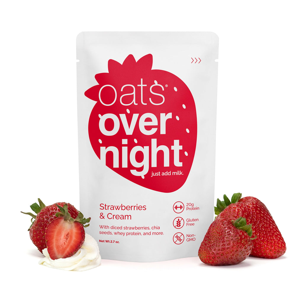 Oats Overnight Strawberries & Cream texture closeup suggesting creamy mouthfeel and satisfaction.
