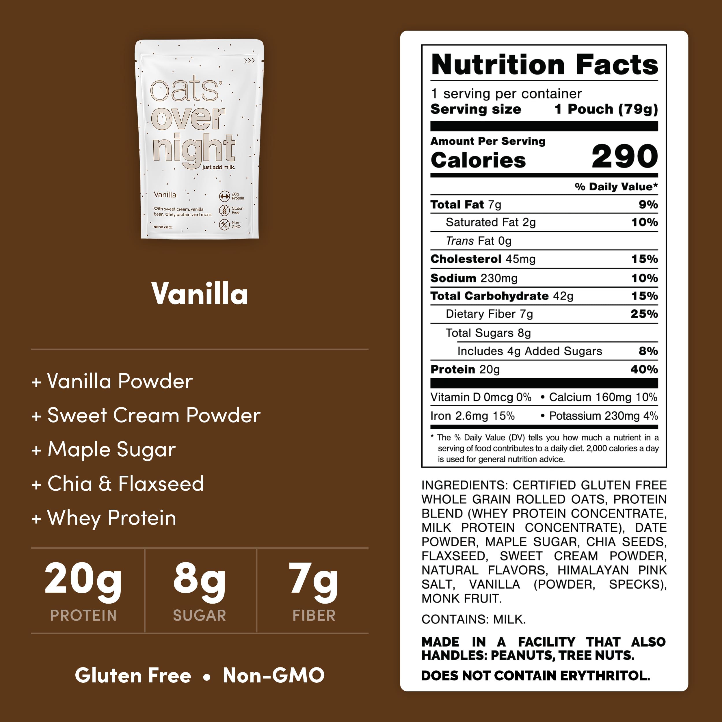 Oats Overnight Vanilla in shaker bottle for on-the-go protein breakfast