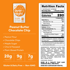 Oats Overnight vegan protein powder scoop demonstrates easy night-before prep for grab-and-go mornings.