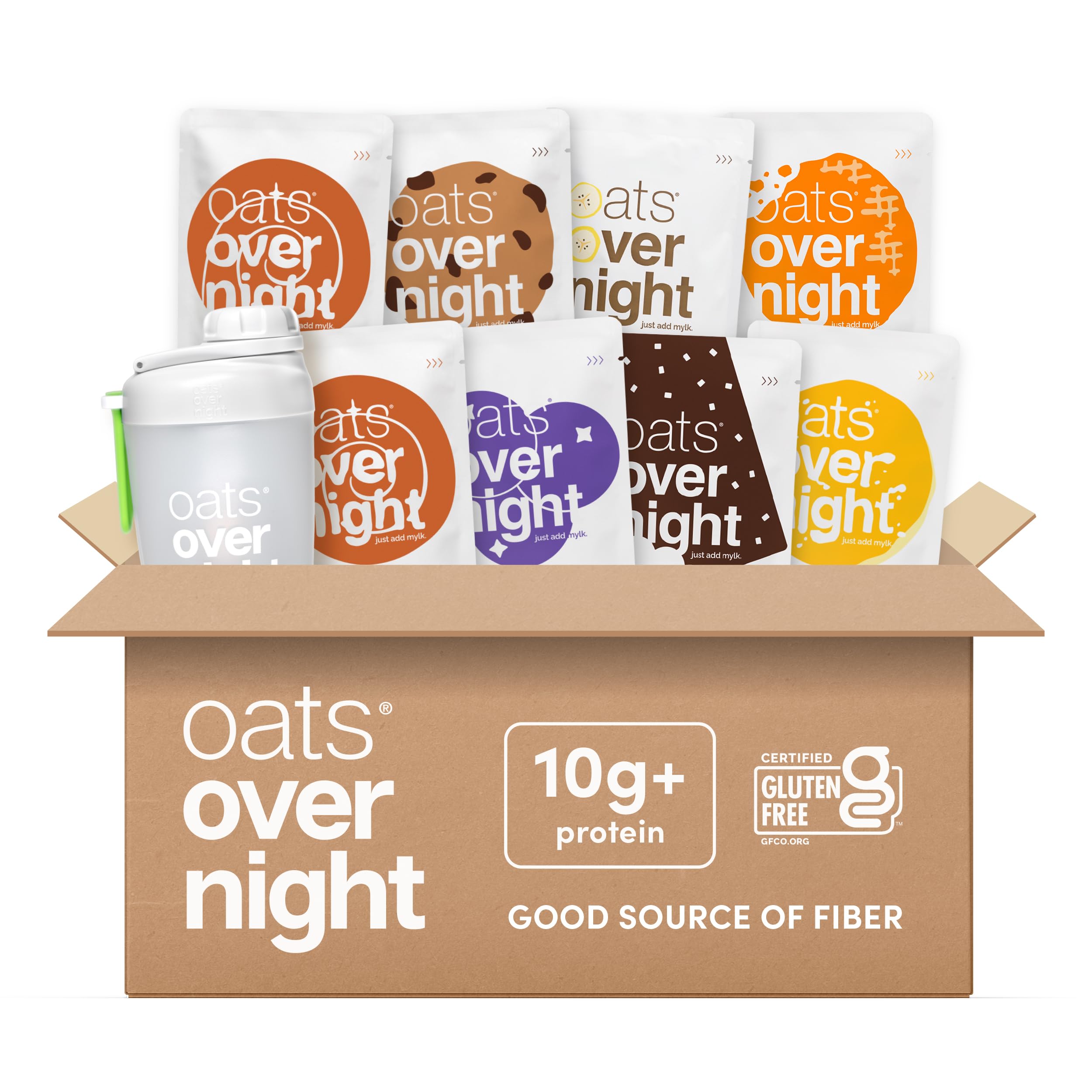 Oats Overnight vegan variety-pack box for quick, convenient breakfasts.