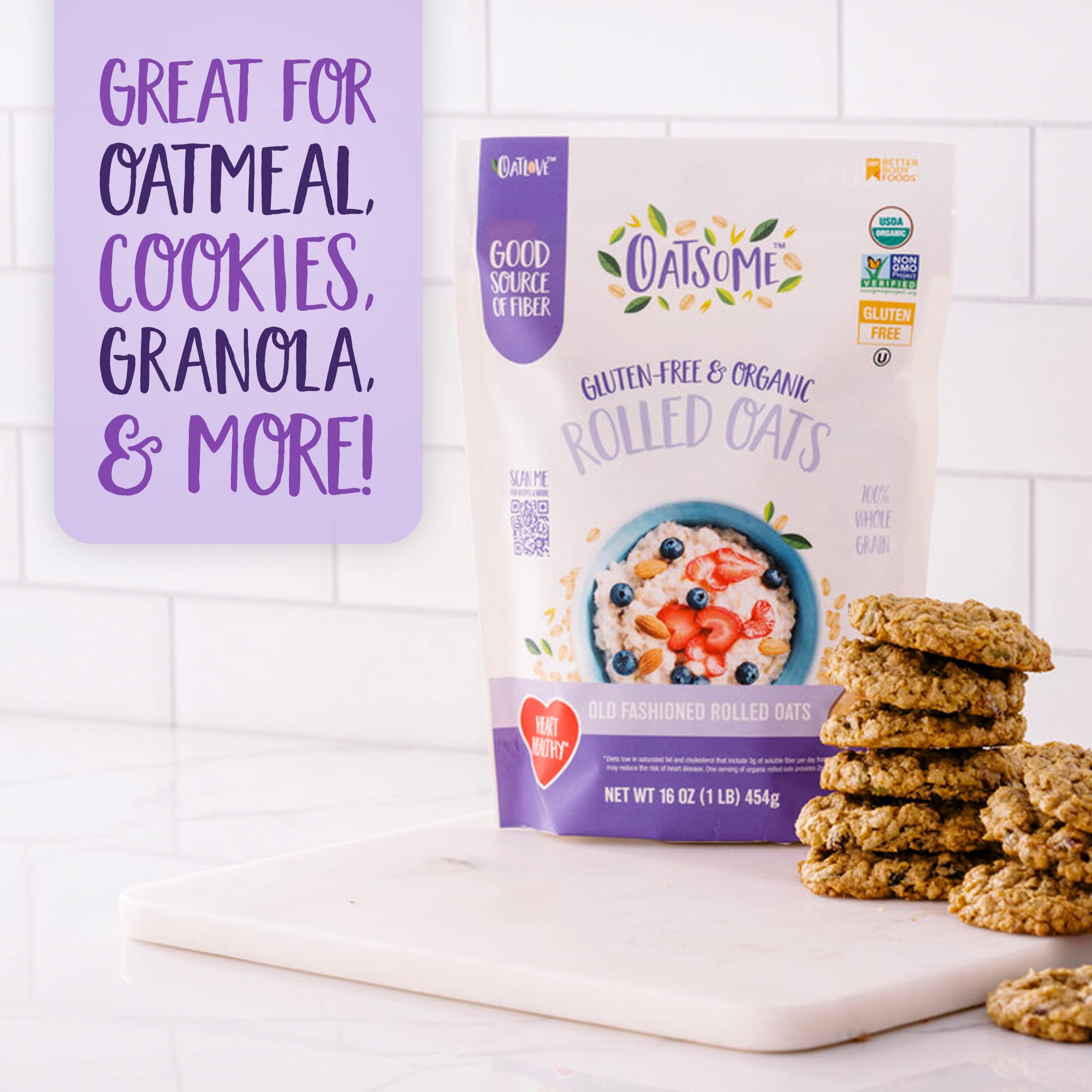 Oatsome oats used in homemade granola clusters with nuts.