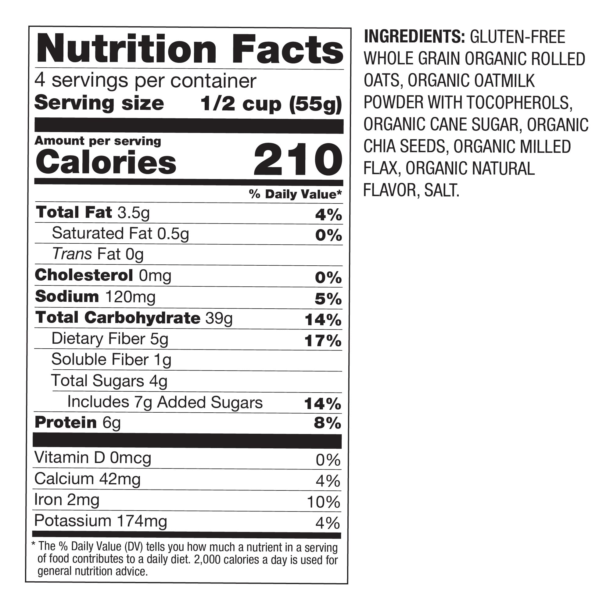 Oatsome Maple Overnight Oats bag back with ingredient and nutrition details.