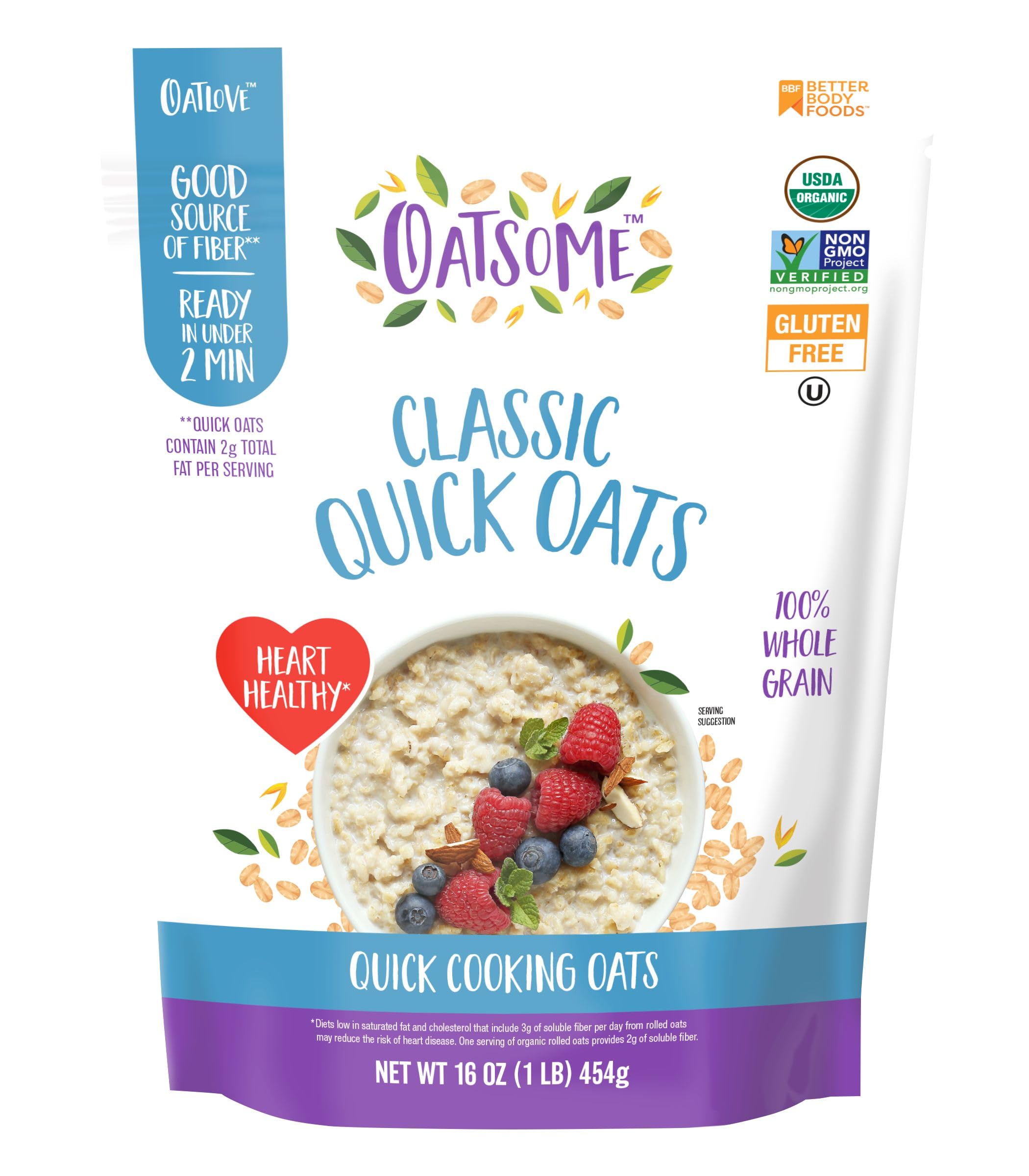 Oatsome Quick Oats pour into bowl for a gluten-free, fiber-rich breakfast