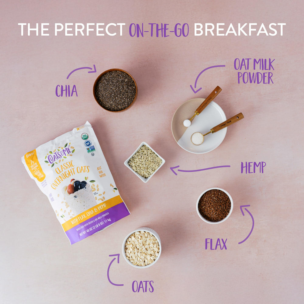 Serving suggestion: oats with berries and nut toppings.