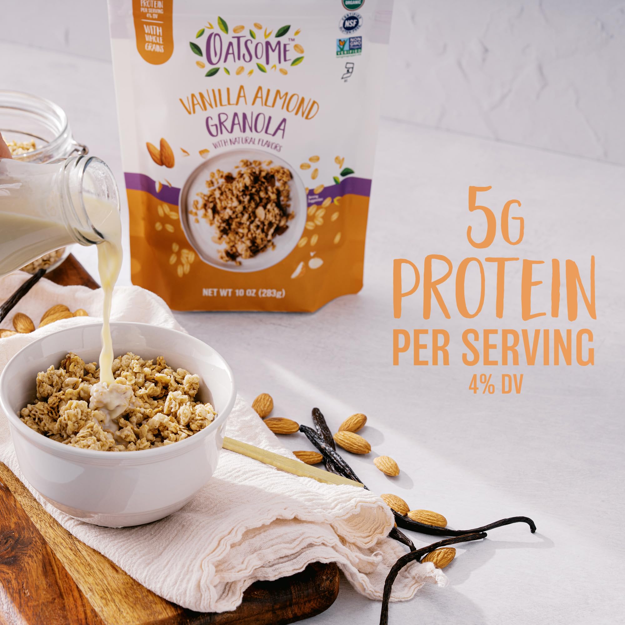 Oatsome granola grab-and-go snack in a resealable bag.
