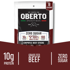 Oberto beef stick offers 10g protein and 100 calories per serving.