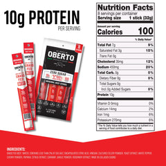 Oberto Grass Fed Beef Sticks individually wrapped for on-the-go snacking.