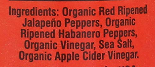 Close-up of O'Brothers Organics habanero hot sauce label and branding