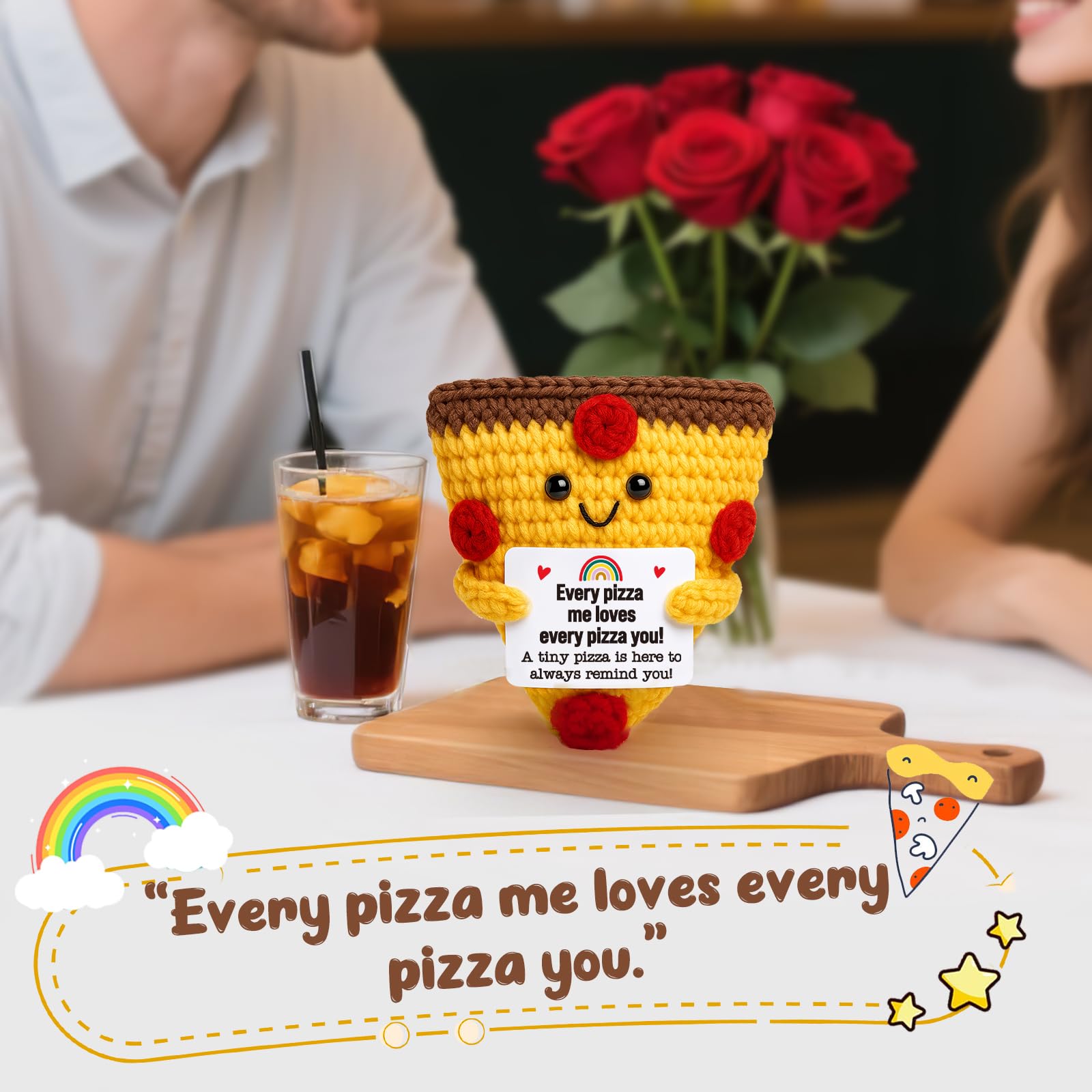 OCCdesign handmade crochet pizza gift makes a cozy keepsake.