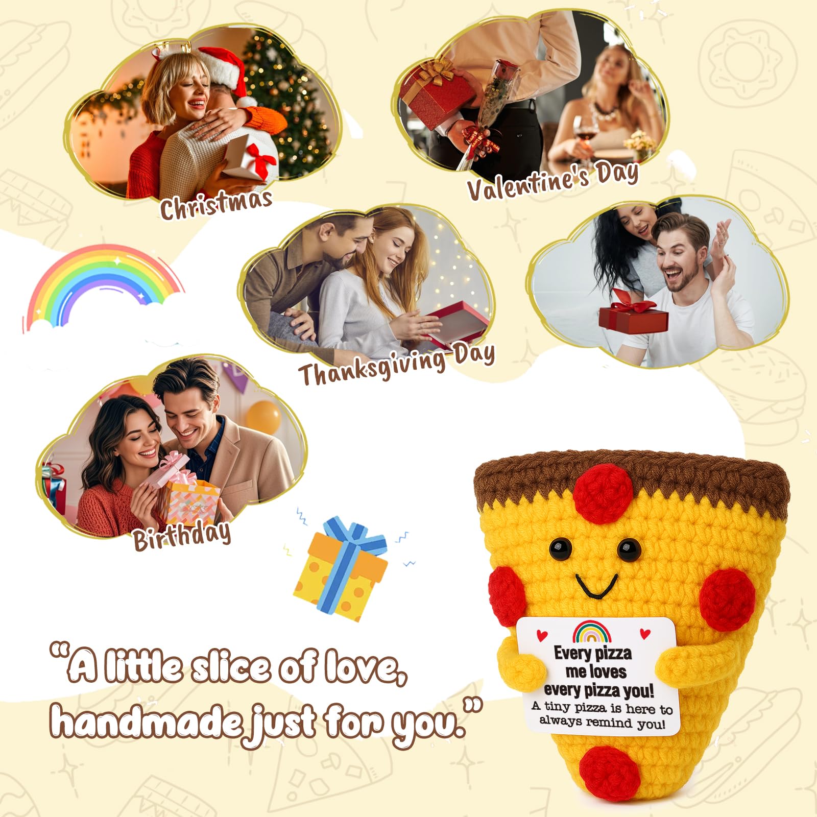 OCCdesign wedding or engagement crochet pizza slice for couples.