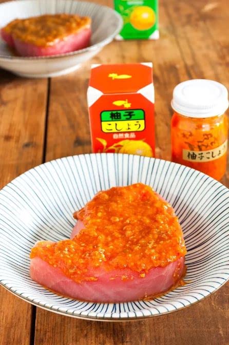 Ocean Foods Yuzu Kosho seafood glaze brushed on shrimp for citrus warmth.