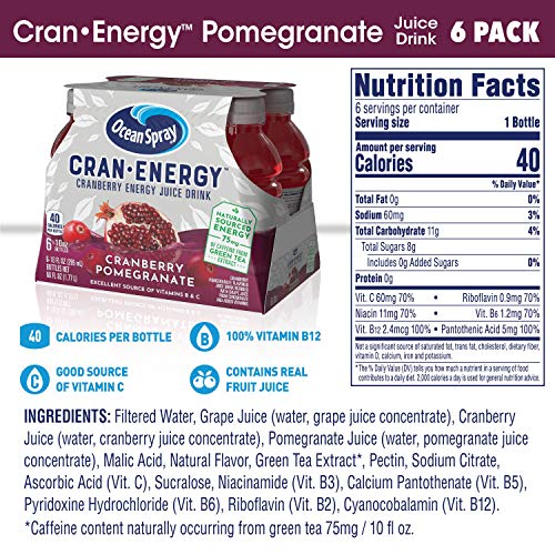 Close-up of Cran-Energy label showing caffeine and vitamins