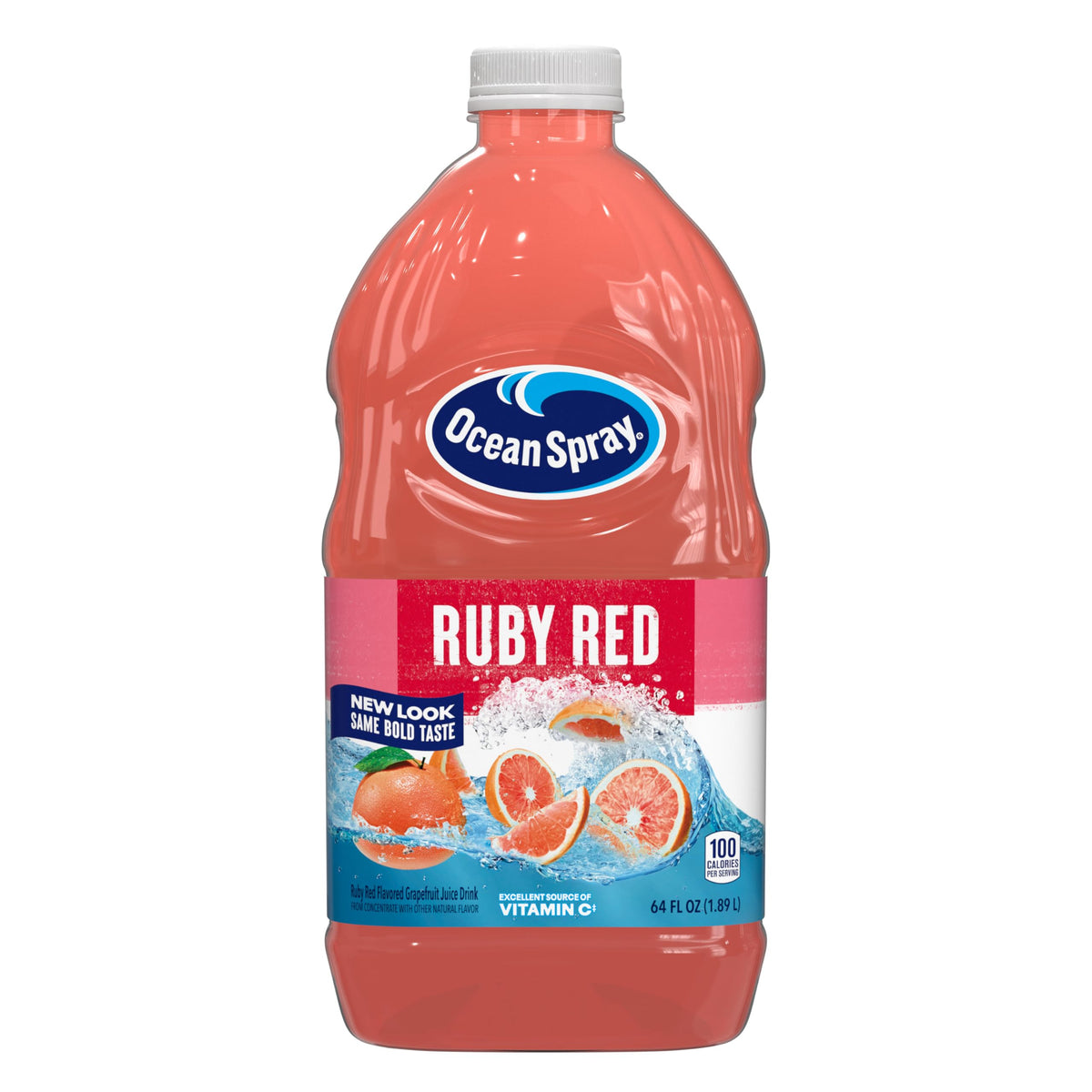 Ocean Spray Ruby Red Grapefruit Juice bottle—front view for a refreshing citrus experience