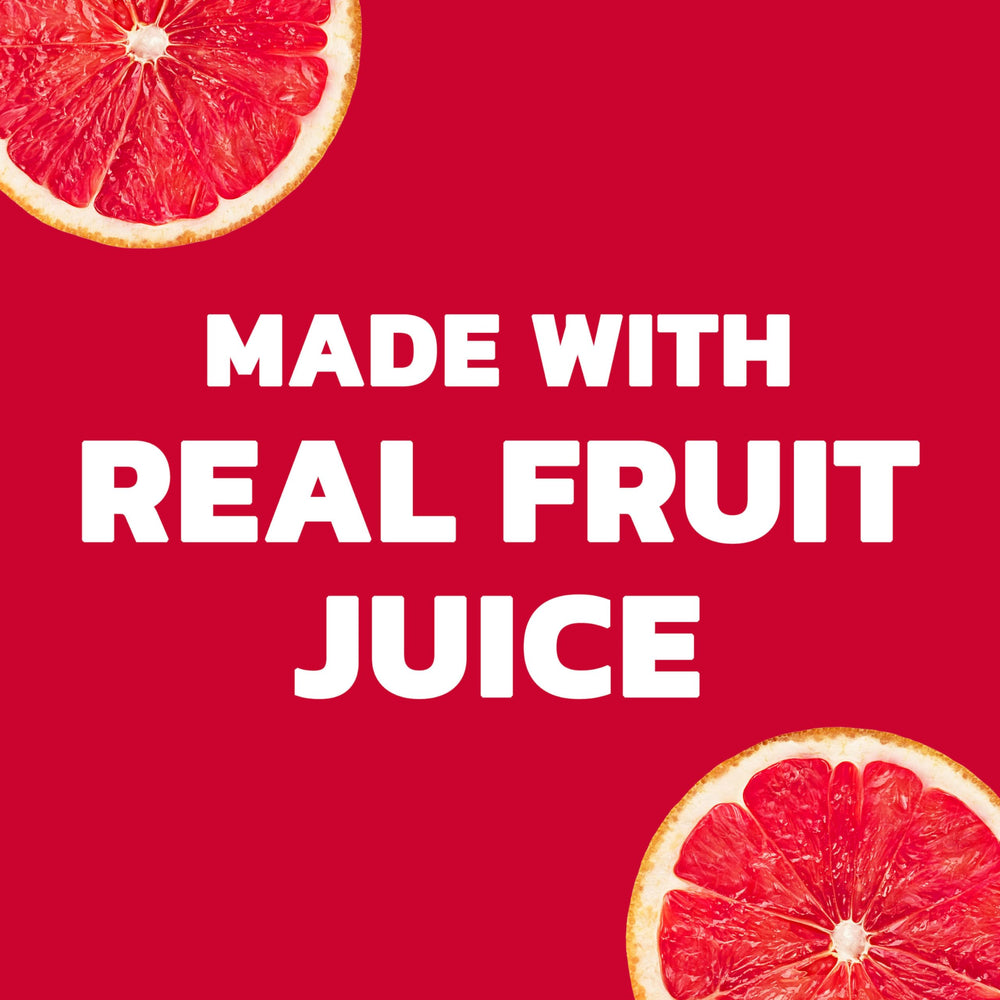 Brand logo close-up on Ocean Spray Ruby Red Grapefruit Juice label