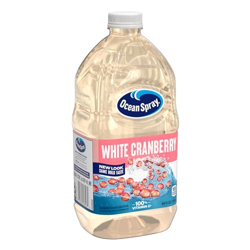 Chilled Ocean Spray White Cranberry Juice in a glass with ice