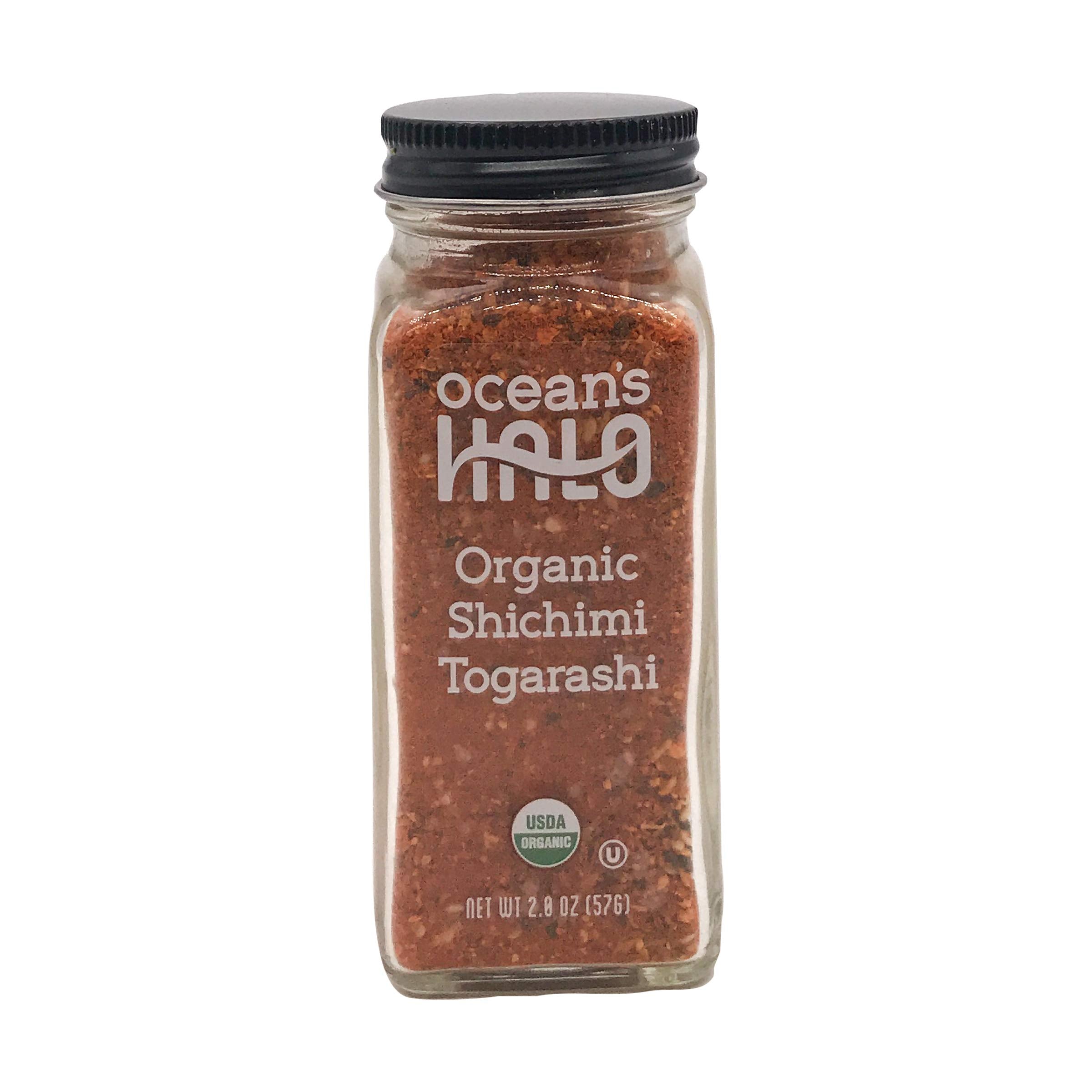 Ocean's Halo Organic Shichimi Togarashi packaging highlights organic, gluten-free credentials.