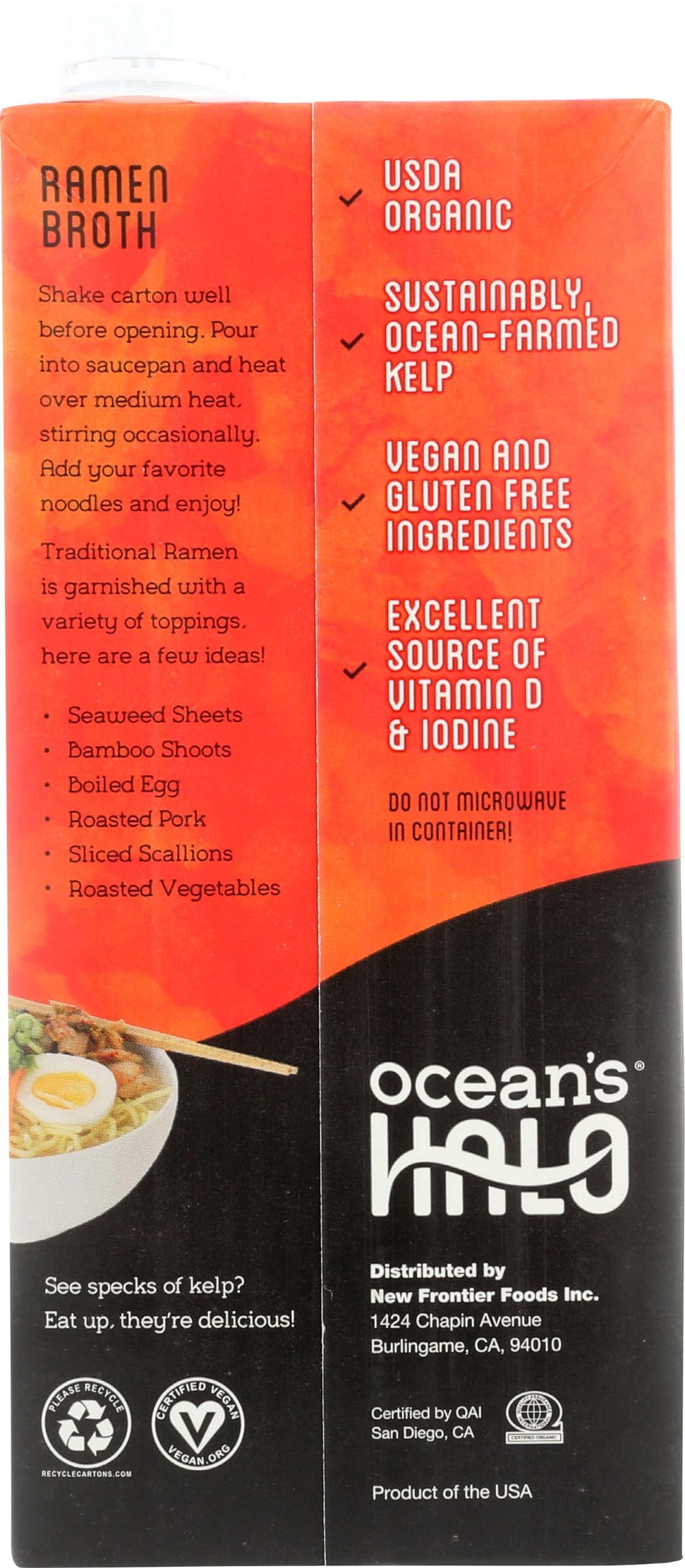 Ocean's Halo broth being poured into ramen for a rich base.