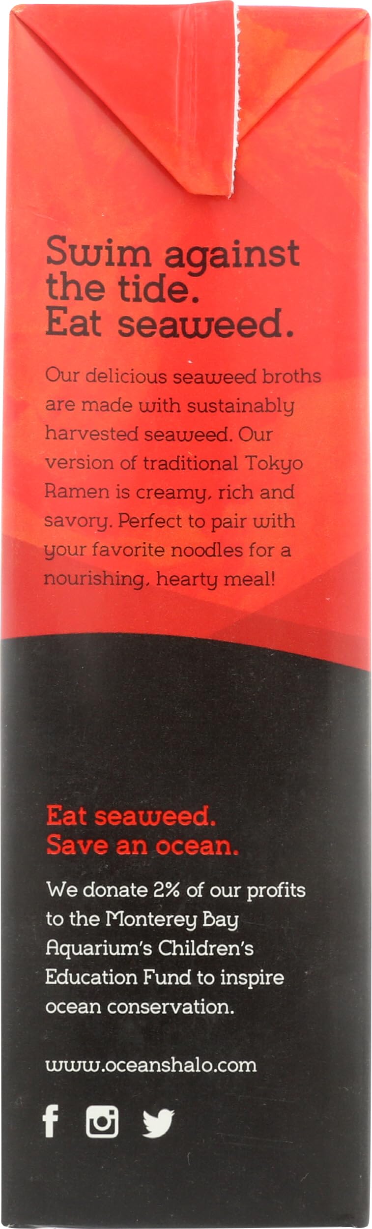 Ocean's Halo broth in a steaming ramen bowl.