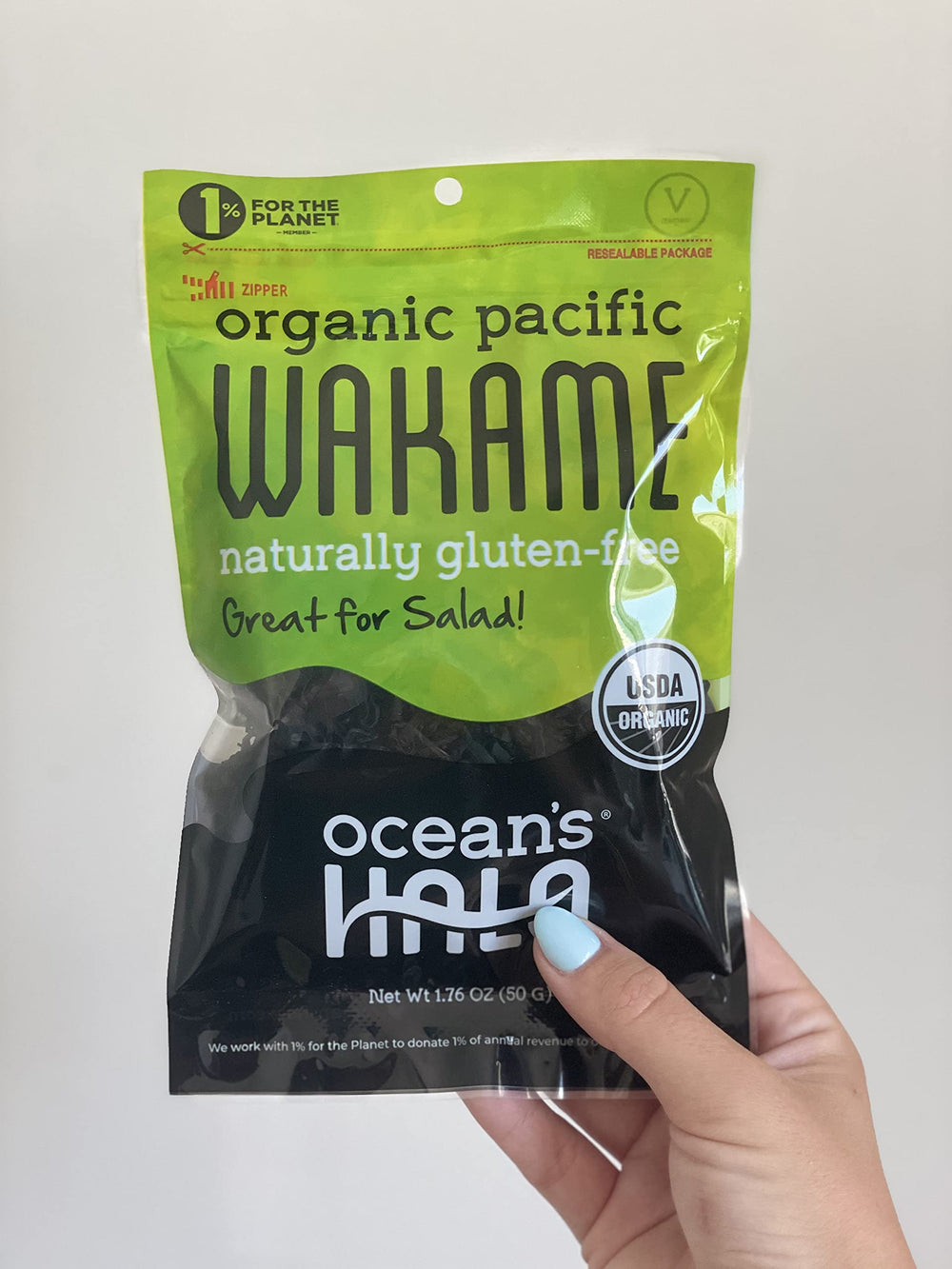 Ocean's Halo Wakame Strips served as a side dish with sesame.