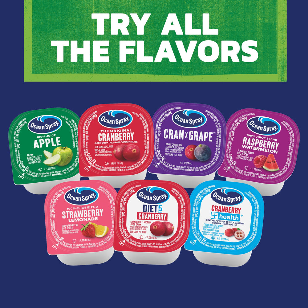 Ocean Spray 100% Apple Juice Cups with no added sugar.