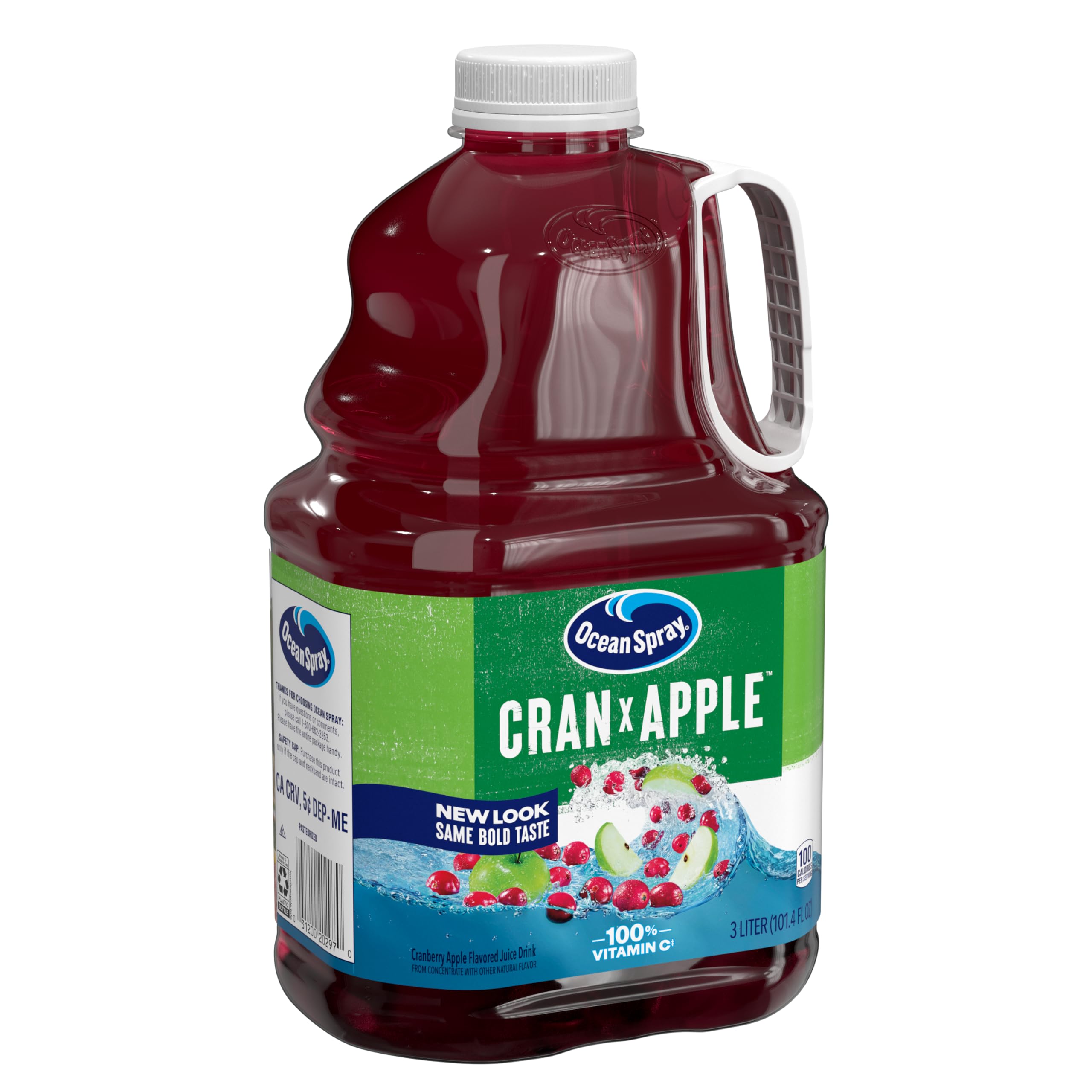 Ocean Spray Cran-Apple bottle packaging reflects bold, farm-fresh taste from over 700 cranberry families.