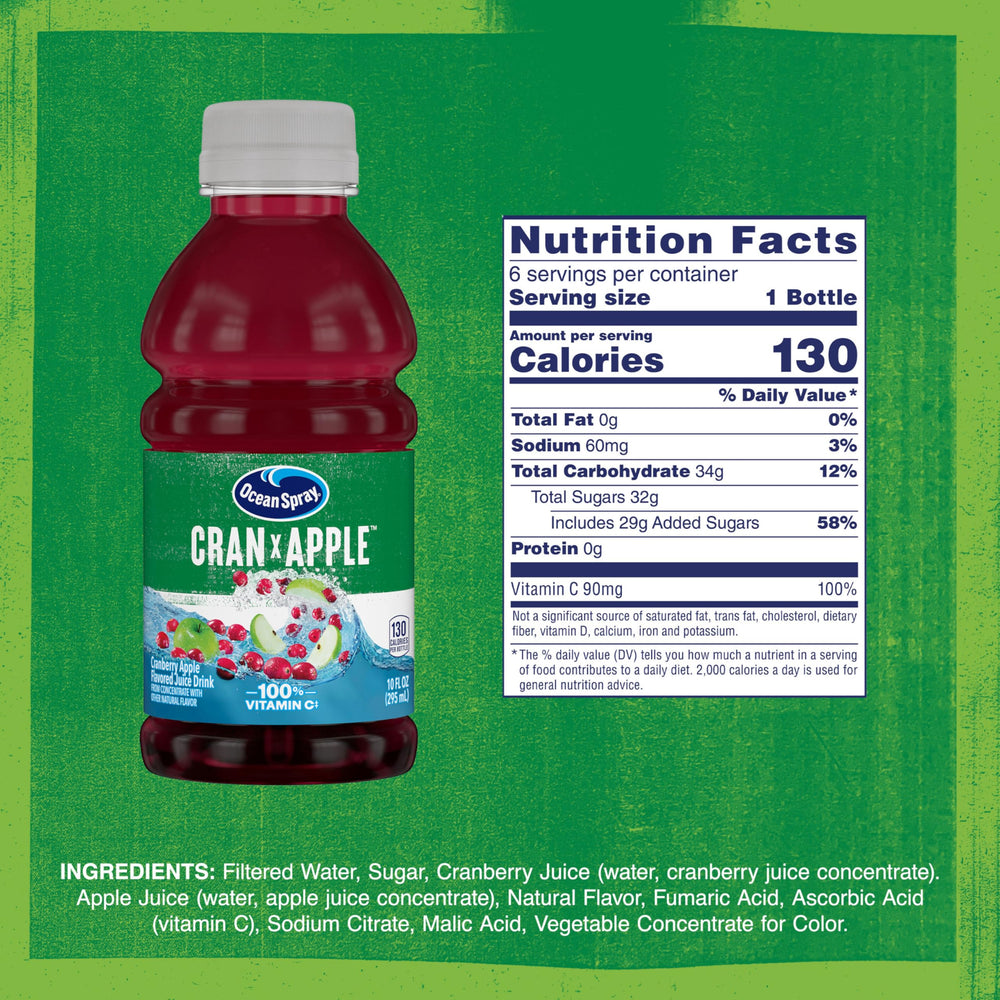 Ocean Spray Cran-Apple juice pack displayed on counter for shareable beverages.