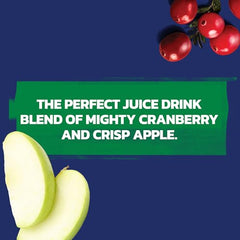 Ocean Spray Cran-Apple label closeup emphasizes real fruit juice concentrate and no added high fructose syrup.