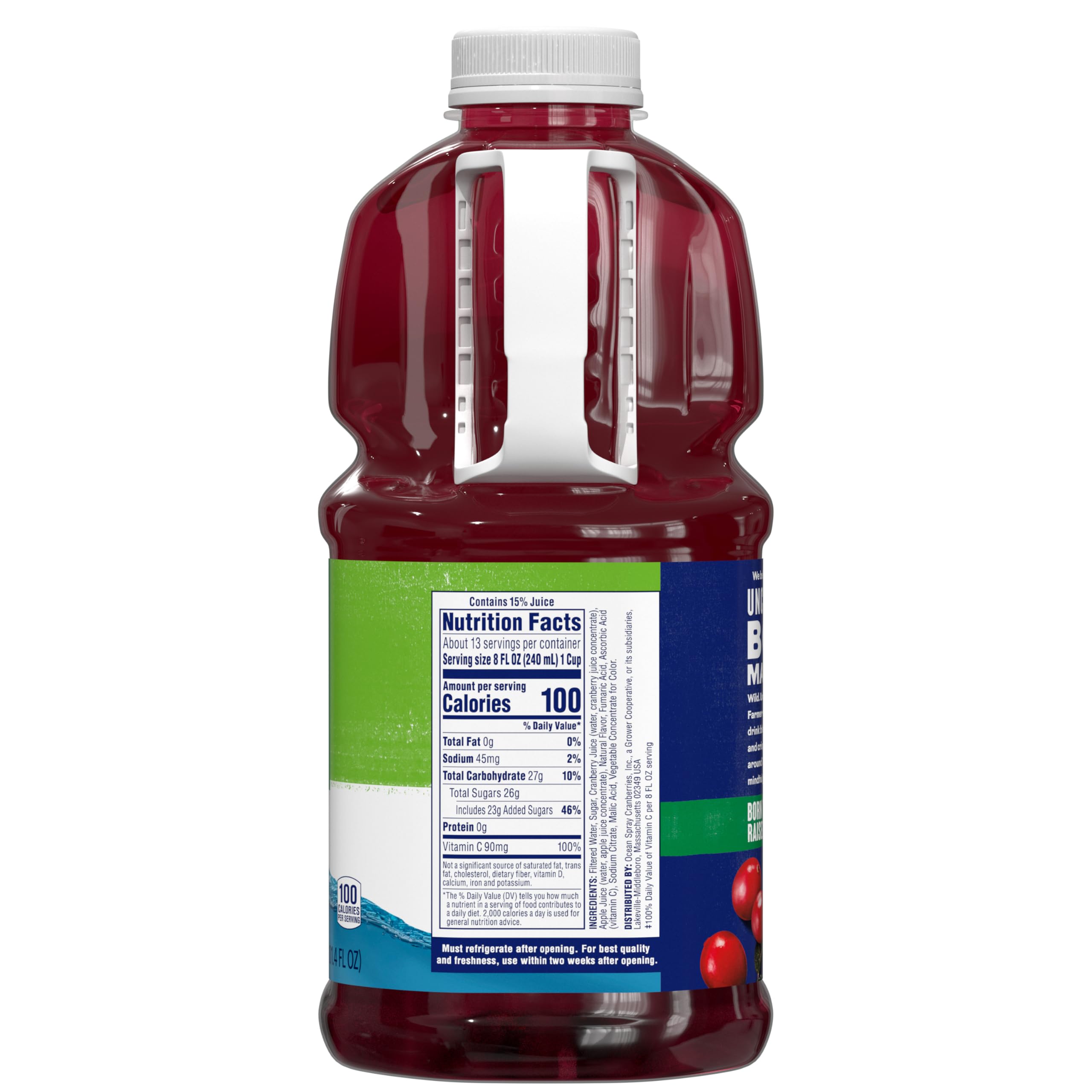 Pack-shot featuring Ocean Spray Cran-Apple bottle and label.