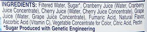 Close-up of Cran-Cherry label highlighting real fruit juice concentrate