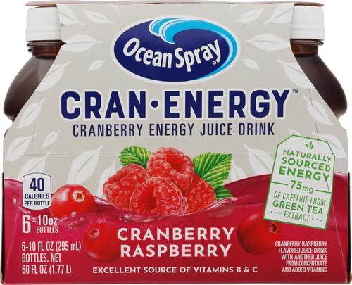 Ocean Spray Cran-Energy green tea extract label showing caffeine source and clean energy