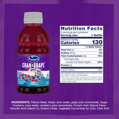 Ocean Spray Cran-Grape bottle side label highlighting real fruit juice and no HFCS.