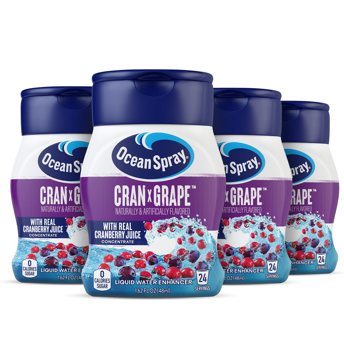 Ocean Spray Cran-Grape bottle highlighting zero sugar for on-the-go hydration.