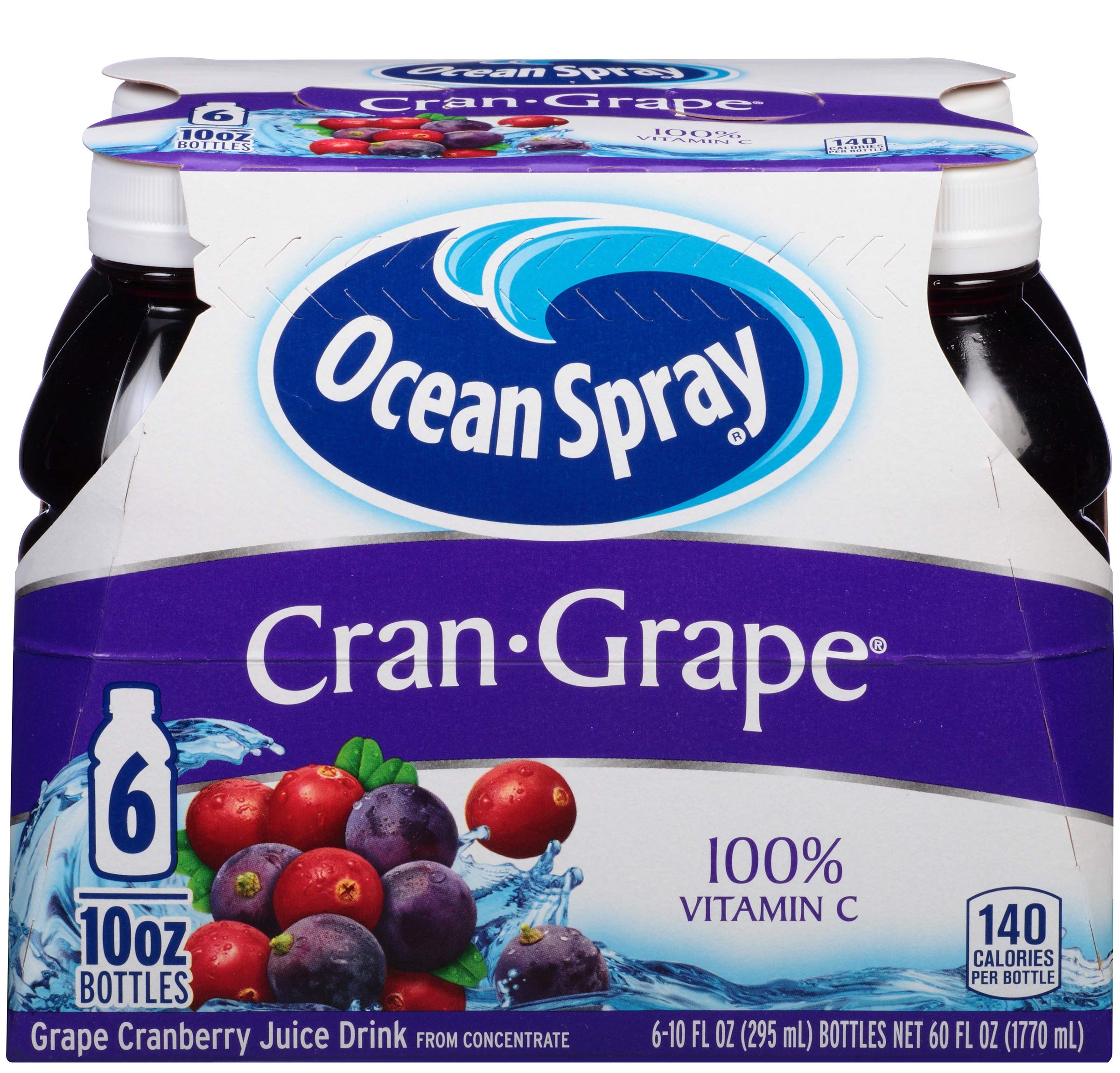 Ocean Spray Cran-Grape juice bottle 10 oz, perfect as a mixer for cocktails or mocktails.