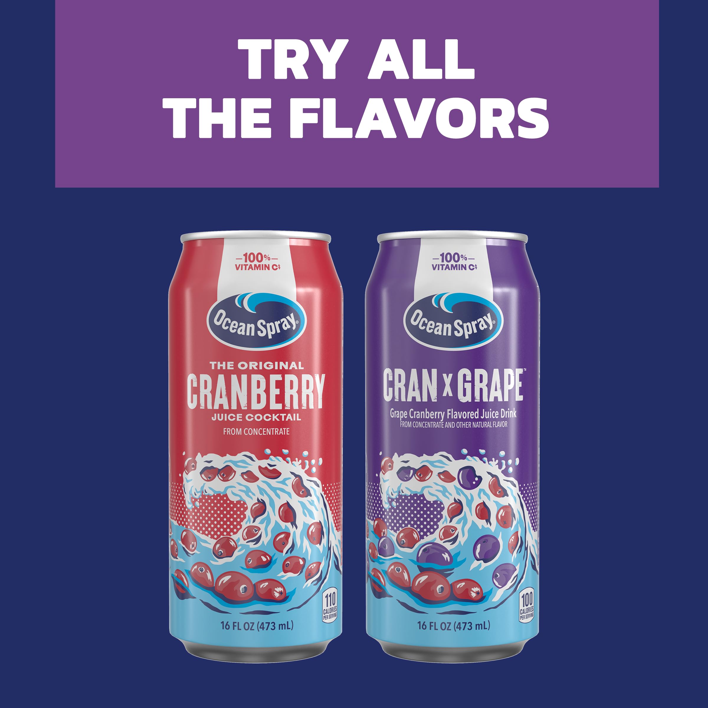 Ocean Spray Cran-Grape recyclable can to emphasize eco-friendly packaging.