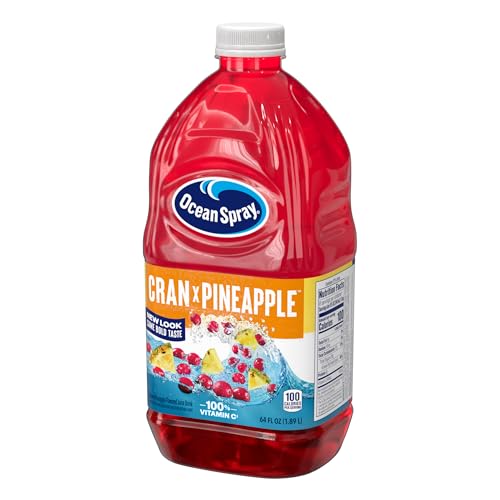 Ocean Spray Cran-Pineapple glass with ice, crisp cranberry-pineapple flavor