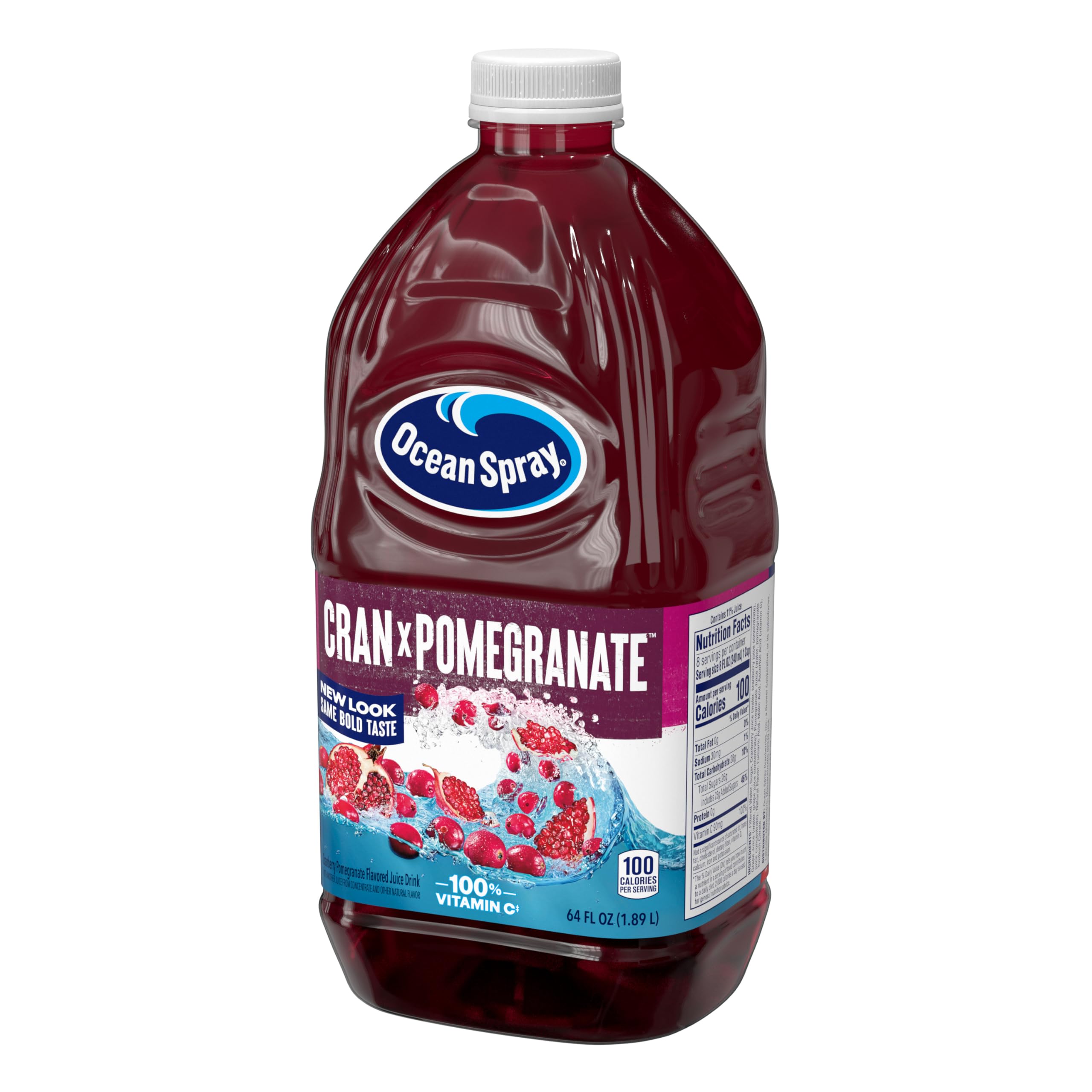 Ocean Spray Cran-Pomegranate bottle with fresh fruit nearby